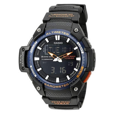 casio men's twin sensor watch blue accents